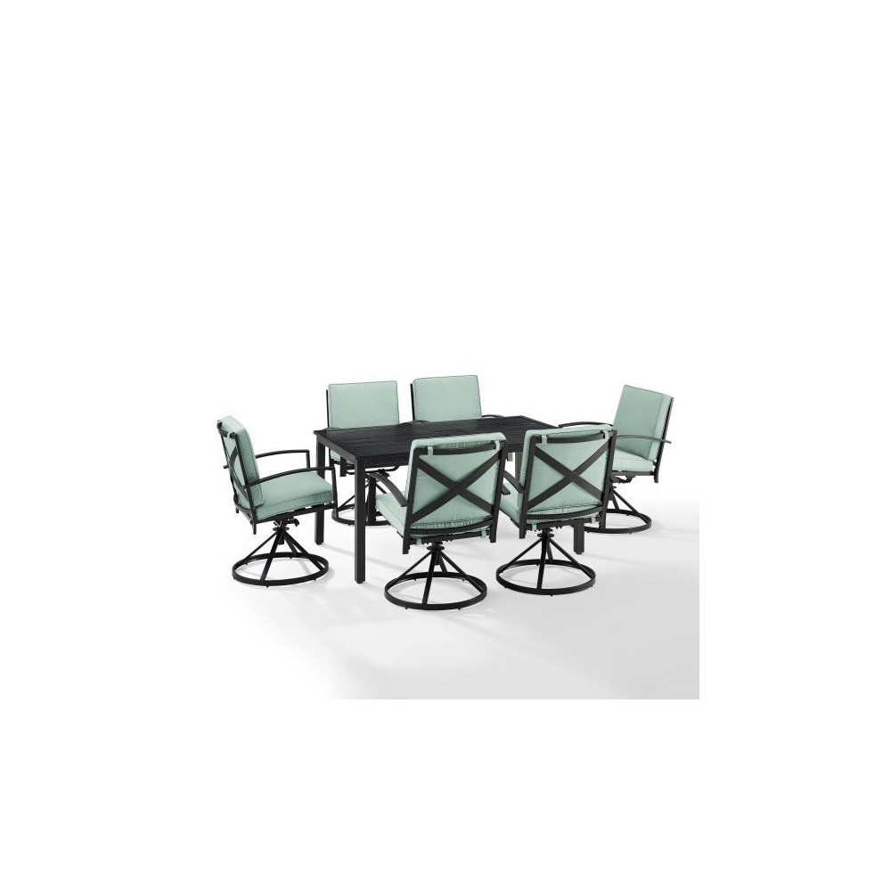 Kaplan 7Pc Outdoor Metal Dining Set (Table & 6 Swivel Chairs)