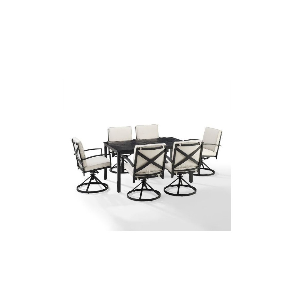 Kaplan 7Pc Outdoor Metal Dining Set- Table & 6 Swivel Chairs