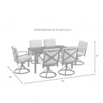 Kaplan 7Pc Outdoor Metal Dining Set- Table & 6 Swivel Chairs