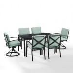 Kaplan 7Pc Outdoor Metal Dining Set- Table, 2 Swivel Chairs & 4 Regular Chairs