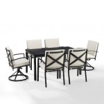 Kaplan 7Pc Outdoor Metal Dining Set- Table, 2 Swivel Chairs, 4 Regular Chairs