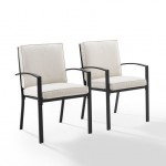 Kaplan 2Pc Outdoor Metal Dining Chair Set Oatmeal/Oil Rubbed Bronze - 2 Chairs