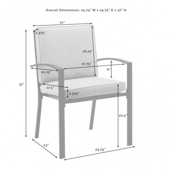 Kaplan 2Pc Outdoor Metal Dining Chair Set Oatmeal/Oil Rubbed Bronze - 2 Chairs