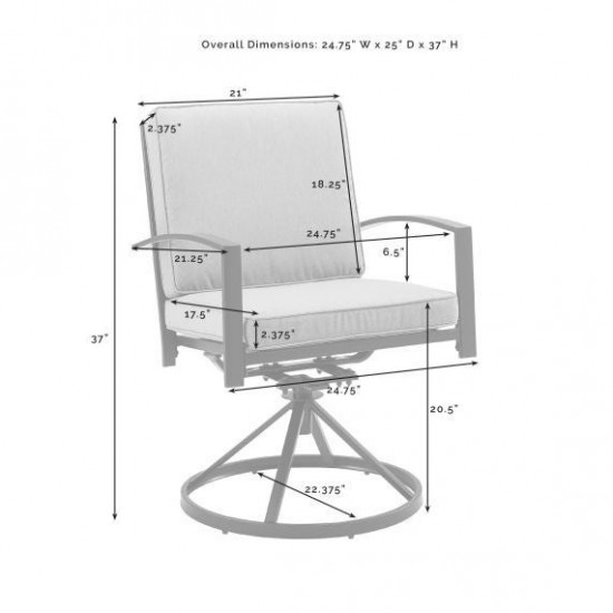 Kaplan 2Pc Outdoor Metal Dining Swivel Chair Set Mist