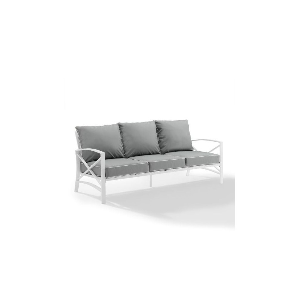 Kaplan Outdoor Metal Sofa Gray/White Kaplan Outdoor Metal Sofa Gray/White