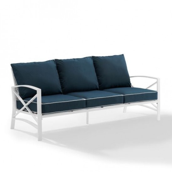 Kaplan Outdoor Metal Sofa Navy/White