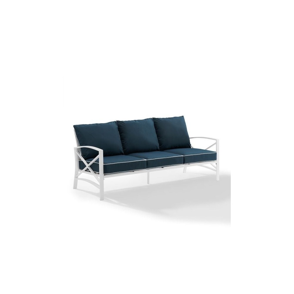 Kaplan Outdoor Metal Sofa Navy/White