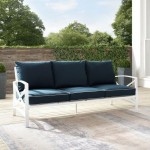 Kaplan Outdoor Metal Sofa Navy/White