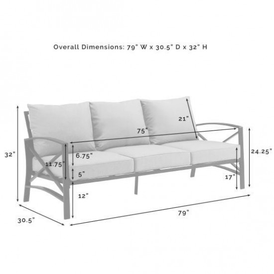 Kaplan Outdoor Metal Sofa Navy/White