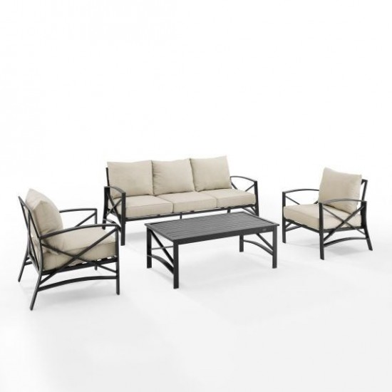 Kaplan 4Pc Outdoor Metal Sofa Set Oatmeal