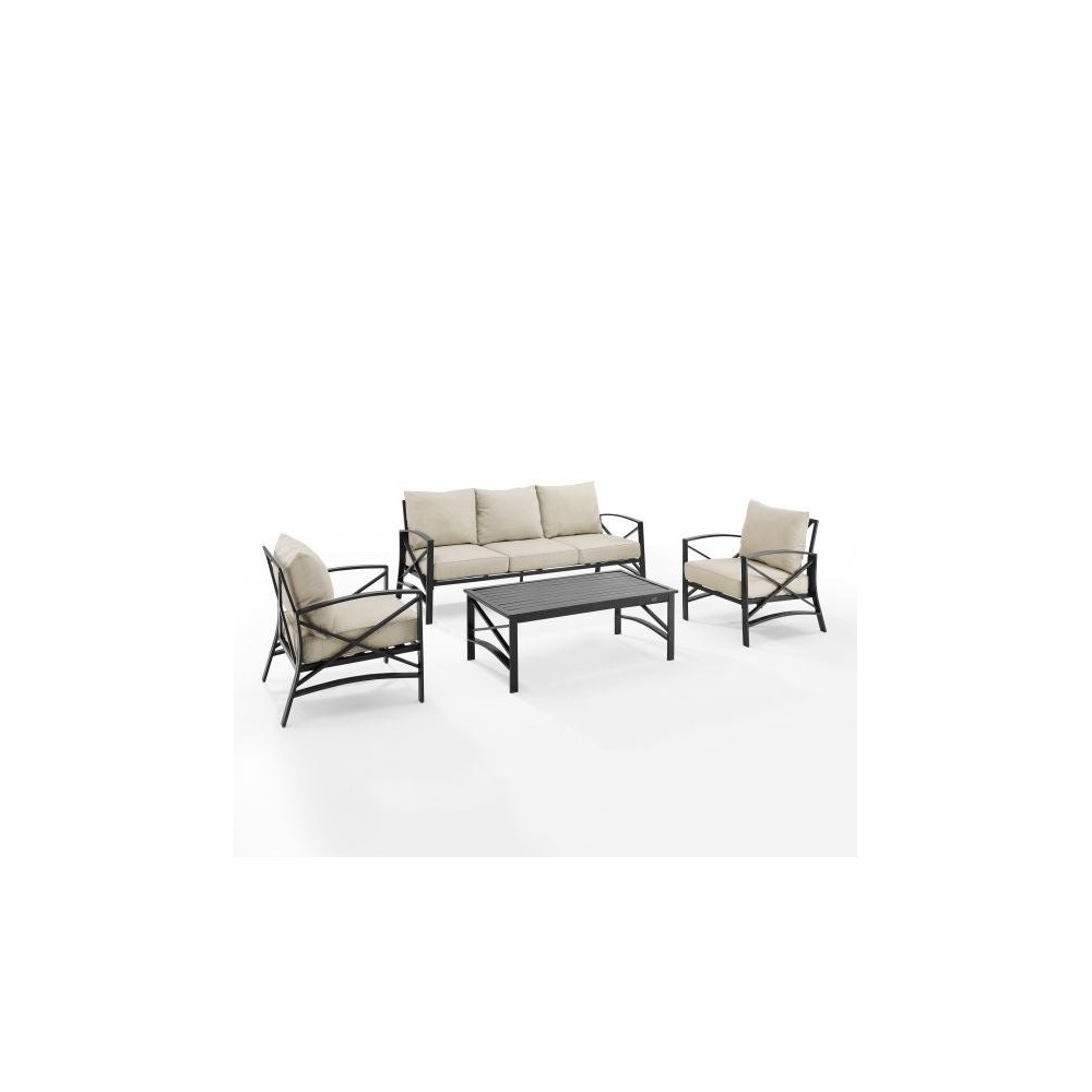 Kaplan 4Pc Outdoor Metal Sofa Set Oatmeal