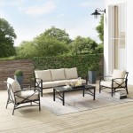 Kaplan 4Pc Outdoor Metal Sofa Set Oatmeal