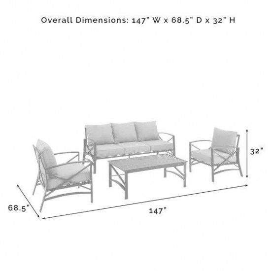 Kaplan 4Pc Outdoor Metal Sofa Set Oatmeal