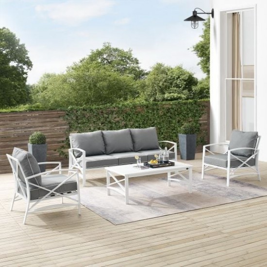 Kaplan 4Pc Outdoor Metal Sofa Set Gray