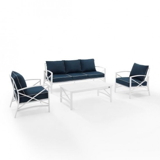 Kaplan 4Pc Outdoor Metal Sofa Set Navy