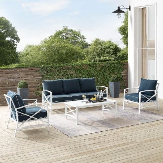 Kaplan 4Pc Outdoor Metal Sofa Set Navy