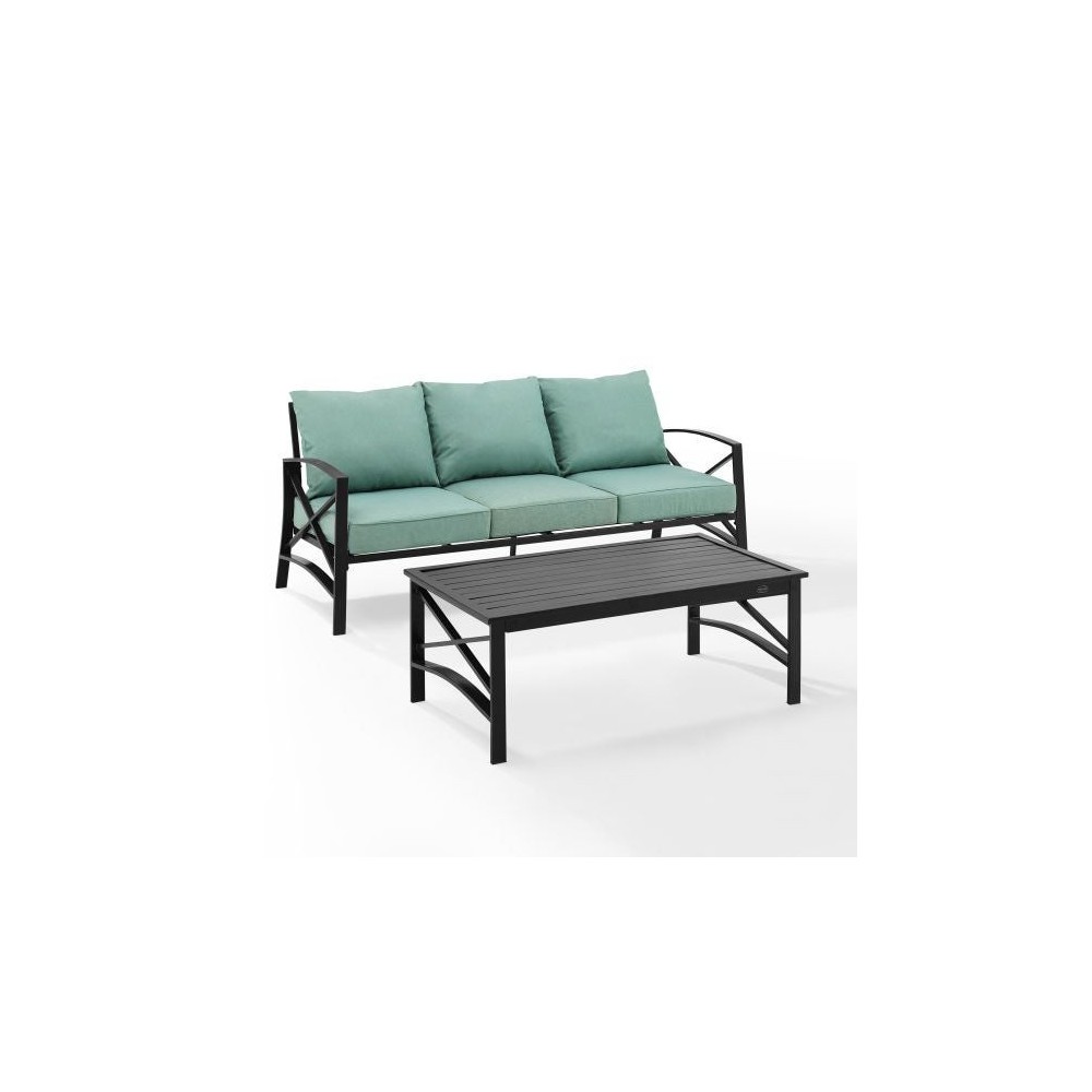 Kaplan 2Pc Outdoor Metal Sofa Set Mist/Oil Rubbed Bronze - Sofa & Coffee Table Kaplan 2Pc Outdoor Metal Sofa Set Mist/Oil Rubbed Bronze - Sofa & Coffee Table