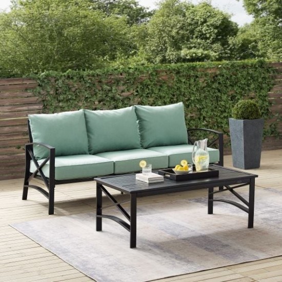 Kaplan 2Pc Outdoor Metal Sofa Set Mist/Oil Rubbed Bronze - Sofa & Coffee Table