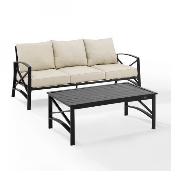 Kaplan 2Pc Outdoor Metal Sofa Set Oatmeal