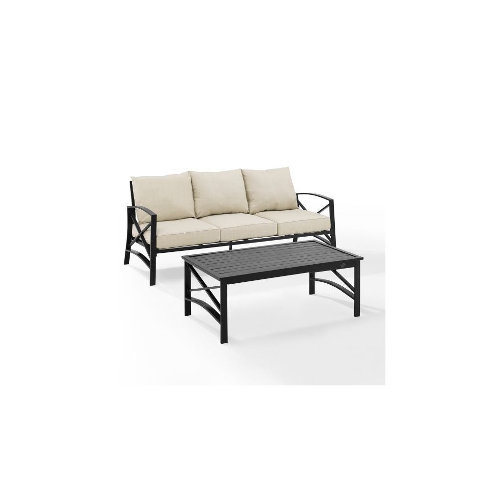 Kaplan 2Pc Outdoor Metal Sofa Set Oatmeal