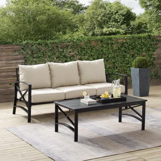 Kaplan 2Pc Outdoor Metal Sofa Set Oatmeal