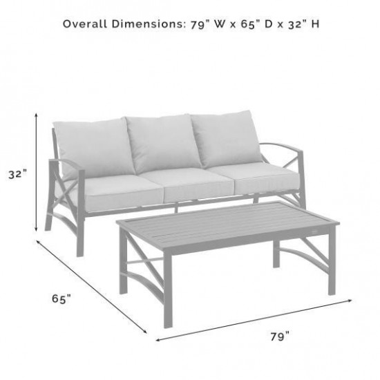 Kaplan 2Pc Outdoor Metal Sofa Set Gray/White - Sofa & Coffee Table