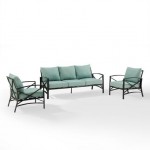 Kaplan 3Pc Outdoor Metal Sofa Set Mist/Oil Rubbed Bronze - Sofa & 2 Arm Chairs