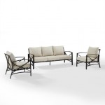 Kaplan 3Pc Outdoor Metal Sofa Set (Sofa & 2 Arm Chairs)