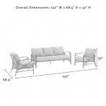 Kaplan 3Pc Outdoor Metal Sofa Set (Sofa & 2 Arm Chairs)