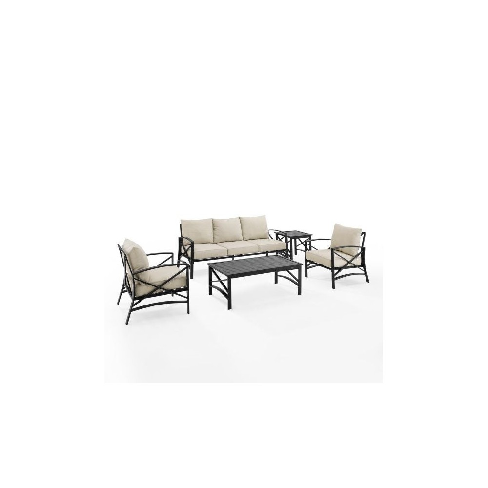 Kaplan 5Pc Outdoor Metal Sofa Set Oatmeal