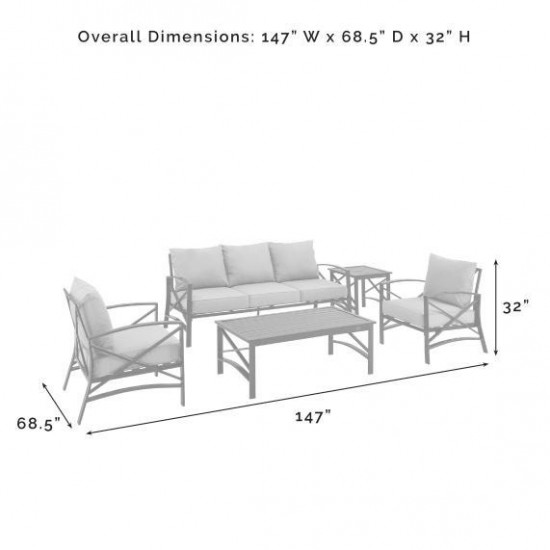 Kaplan 5Pc Outdoor Metal Sofa Set Gray
