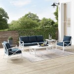 Kaplan 5Pc Outdoor Metal Sofa Set Navy