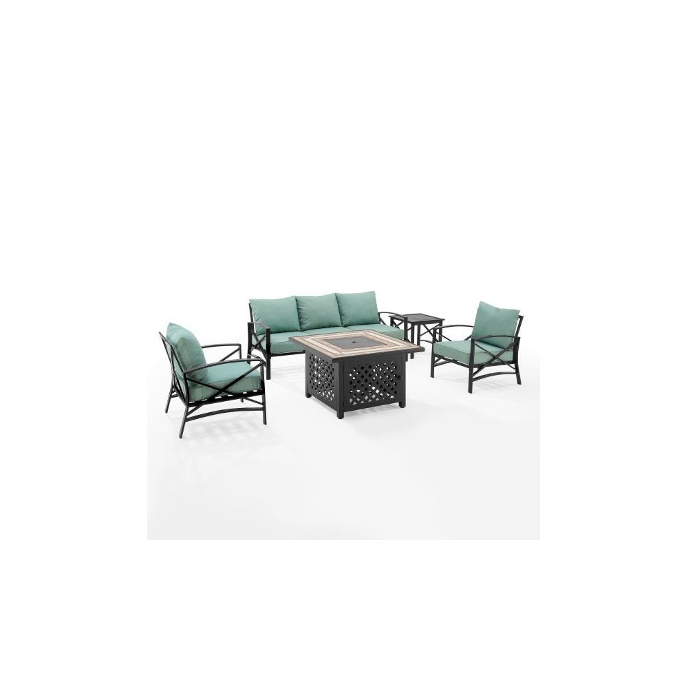 Kaplan 5Pc Outdoor Metal Sofa Set W/Fire Table Mist, KO60034BZ-MI