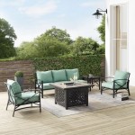 Kaplan 5Pc Outdoor Metal Sofa Set W/Fire Table Mist, KO60034BZ-MI