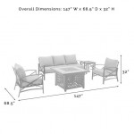 Kaplan 5Pc Outdoor Metal Sofa Set W/Fire Table Mist, KO60034BZ-MI