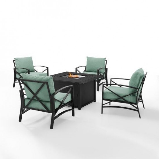 Kaplan 5Pc Outdoor Metal Conversation Set W/Fire Table Mist