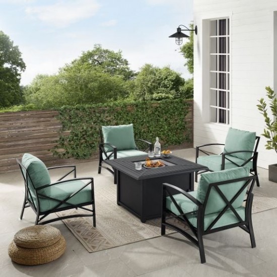 Kaplan 5Pc Outdoor Metal Conversation Set W/Fire Table Mist