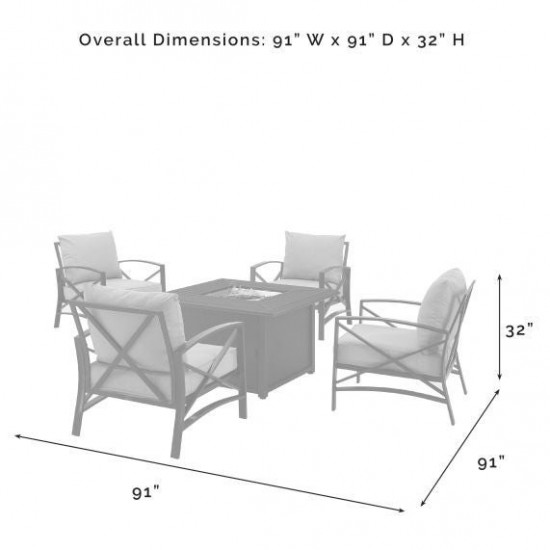 Kaplan 5Pc Outdoor Metal Conversation Set W/Fire Table Mist