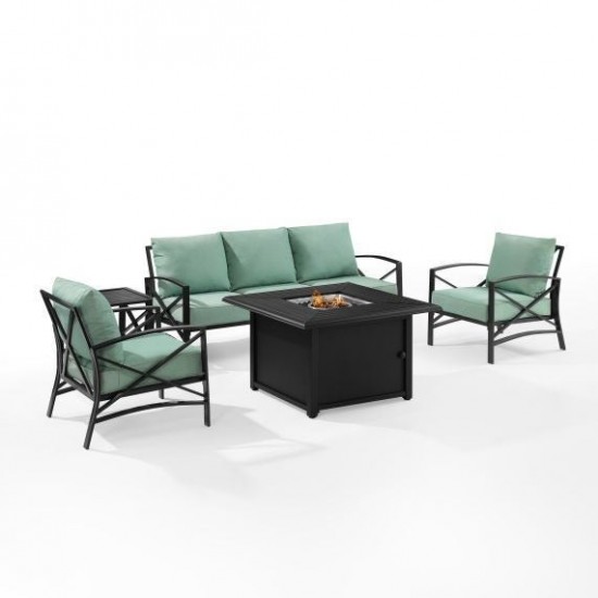 Kaplan 5Pc Outdoor Metal Sofa Set W/Fire Table Mist, KO60036BZ-MI