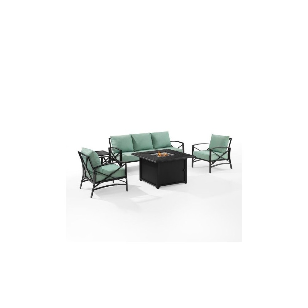 Kaplan 5Pc Outdoor Metal Sofa Set W/Fire Table Mist, KO60036BZ-MI