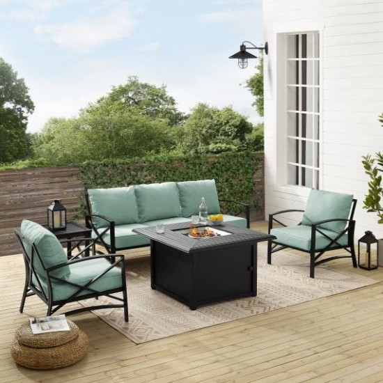 Kaplan 5Pc Outdoor Metal Sofa Set W/Fire Table Mist, KO60036BZ-MI