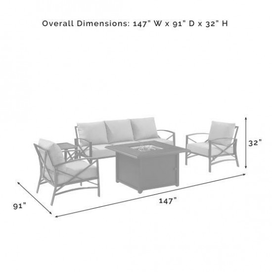 Kaplan 5Pc Outdoor Metal Sofa Set W/Fire Table Oatmeal, KO60036BZ-OL