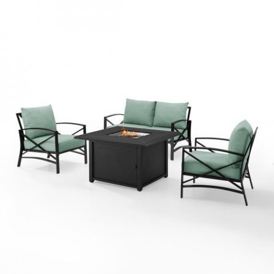 Kaplan 4Pc Outdoor Metal Conversation Set W/Fire Table Mist