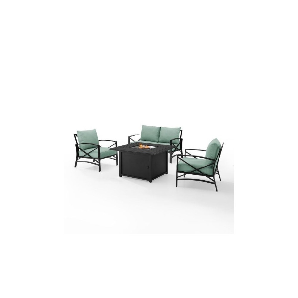 Kaplan 4Pc Outdoor Metal Conversation Set W/Fire Table Mist