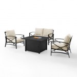 Kaplan 4Pc Outdoor Metal Conversation Set W/Fire Table Oatmeal