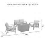 Kaplan 4Pc Outdoor Metal Conversation Set W/Fire Table Oatmeal