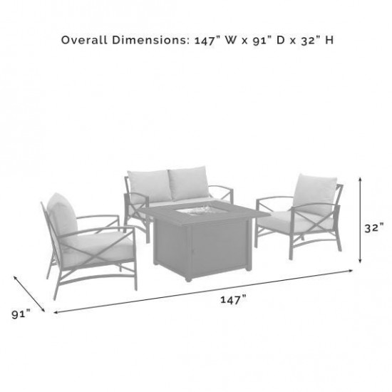 Kaplan 4Pc Outdoor Metal Conversation Set W/Fire Table Oatmeal