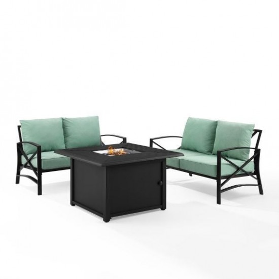 Kaplan 3Pc Outdoor Metal Conversation Set W/Fire Table Mist