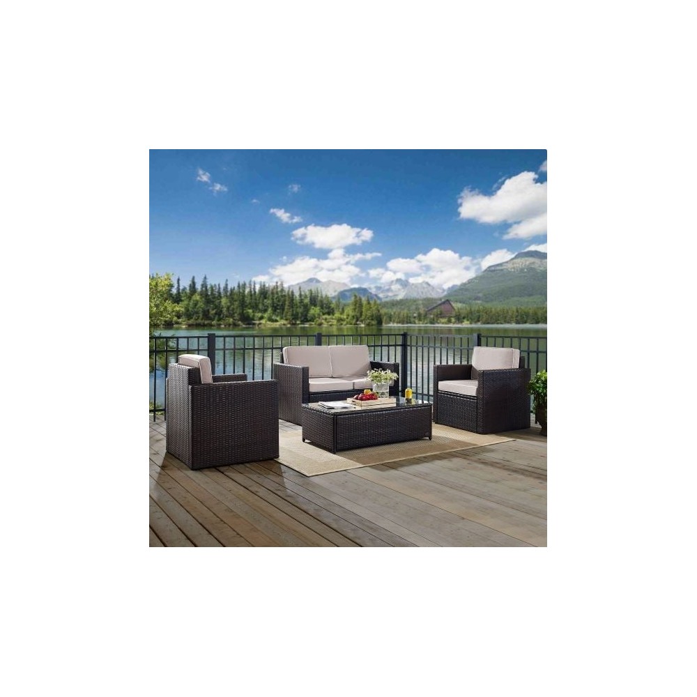 Palm Harbor 4Pc Outdoor Wicker Conversation Set Gray