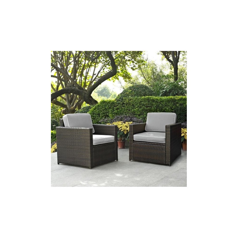 Palm Harbor 2Pc Outdoor Wicker Chair Set Gray/Brown - 2 Chairs